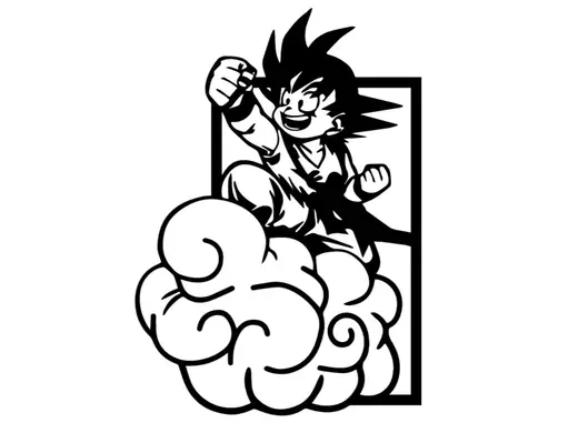 Goku en Nube Kinton – Arte 2D de Pared Dragon Ball