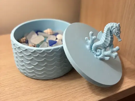 Coastal Wave Seahorse Trinket Box & Jewelry Jar