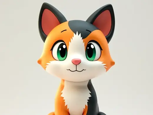 Cute Calico Kitten – Easy-to-Paint Cat Figure