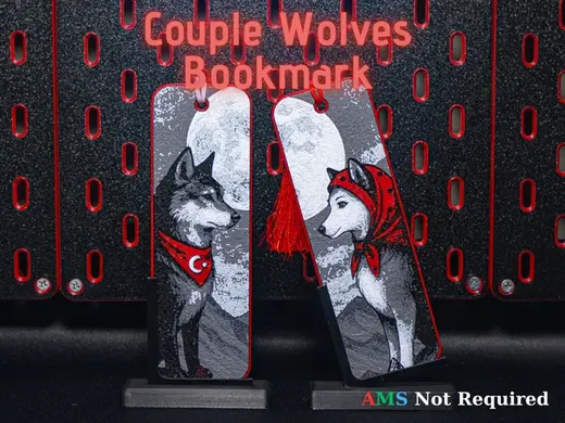Romantic Wolf Couple - Hueforge Bookmarks