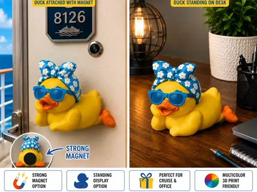 Cute Summer Duck – Blue Daisy Lounger