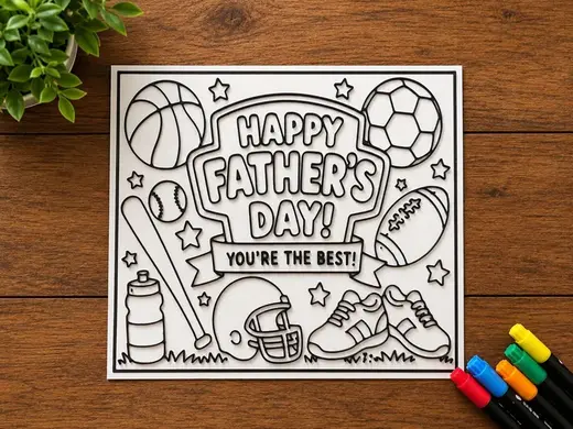 Sports Father's Day Coloring Page