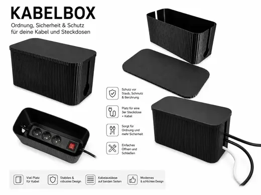Kabelbox für 3-fach Steckdosenleiste