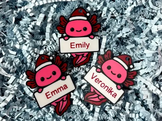 Christmas Axolotl Ornament with Text (Custom)