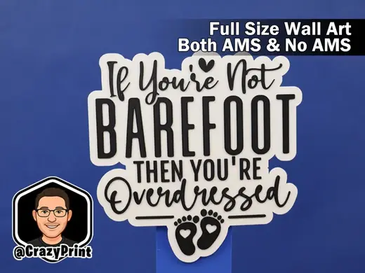 Barefoot or nothing! Fun Wall Art / Sign - No AMS