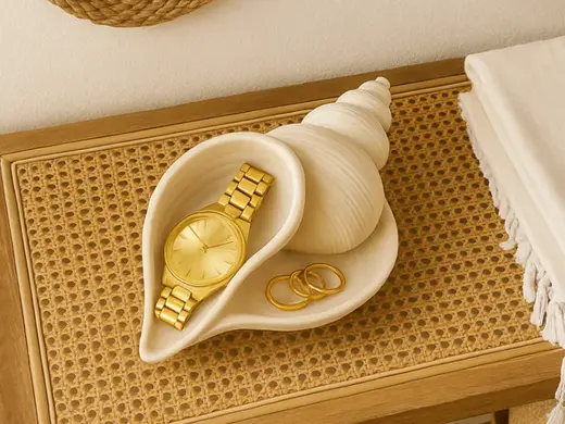 Coastal Seashell Entryway Jewelry Tray Holder