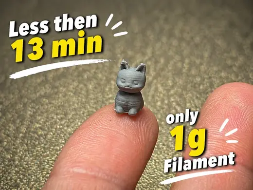 Mini Cat – 10 Min Print – 1g Filament – No Support