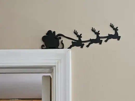 Santa, Reindeer & Sleigh Silhouette Door Christmas