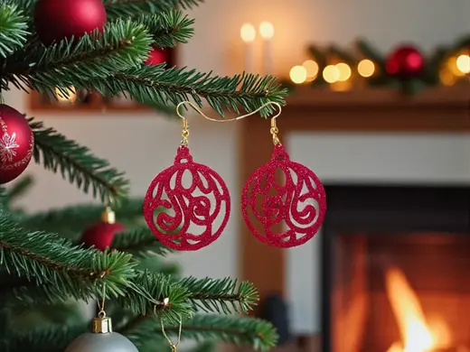 Tribal Christmas ball earrings