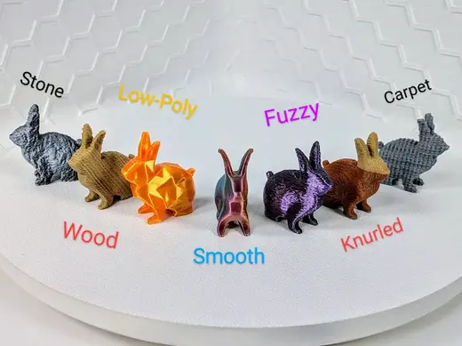 7 Textures Army of Mini Bunny Rabbit Sculptures