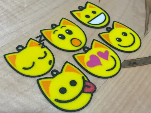 Cute Cat Emoji Keychain Set