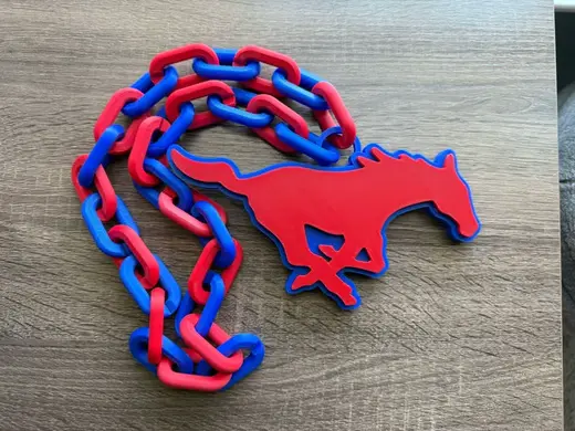 SMU Mustangs Logo Oversized Necklace Pendant Chain