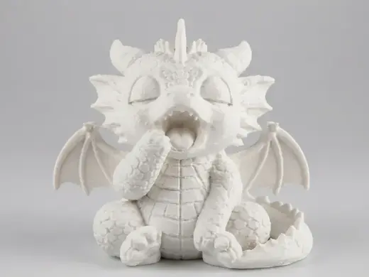 Yawning Baby Dragon Figurine – Cute Chibi Dragon