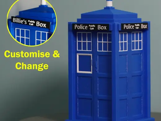 Tardis Storage Box with slide out sign -customize