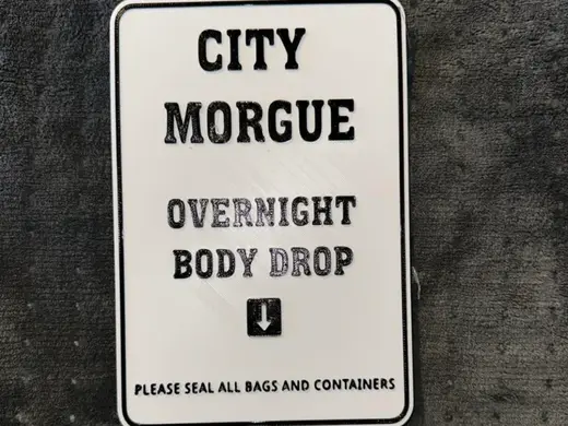 CITY MORGUE SIGN