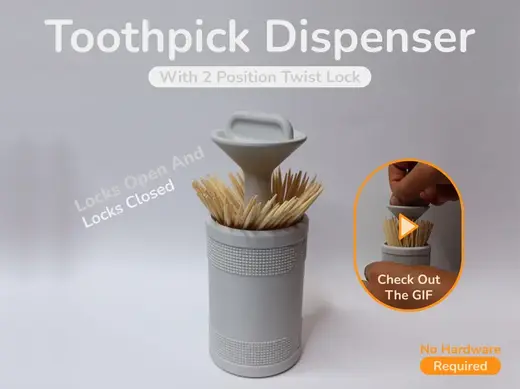 Toothpick Dispenser (With 2 Position Twist Lock)