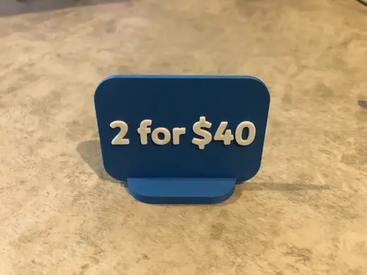 2 for $40 Price Tag Display