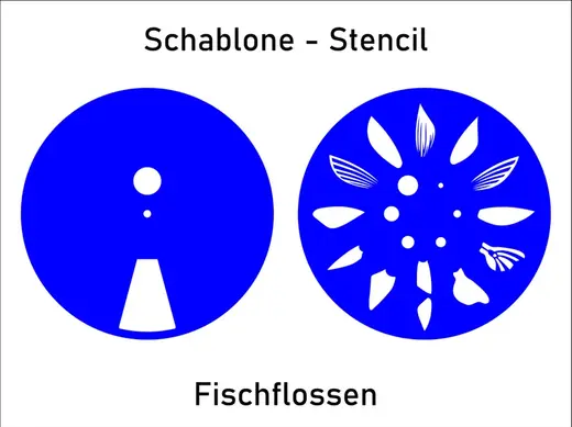 Schablone (Stenzil) für Fischflossen