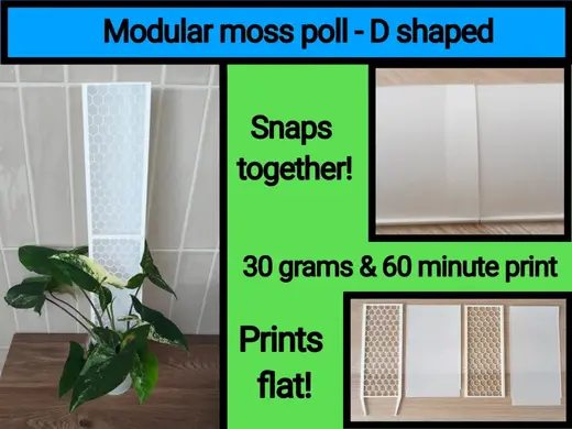 Modular moss pole - prints flat - only 30 grams!