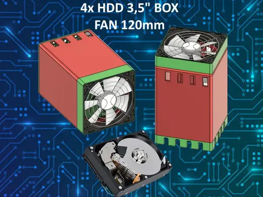 4x HDD 3.5" FAN 120mm box caddy case enclosure
