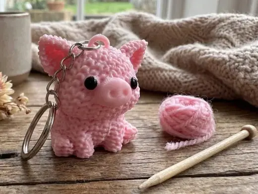 Knitted Piglet Keychain/Figurine