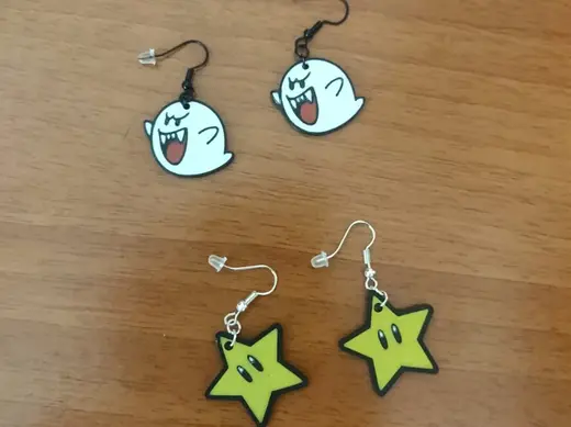 Super Mario Boo and Power Star Earrings