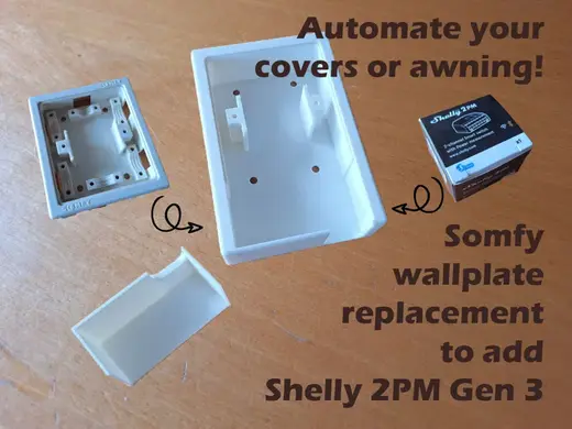 Somfy wallplate replacement to add Shelly 2PM