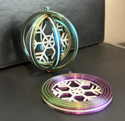 Christmas Bauble Decoration - Snowflake - 4 Rings