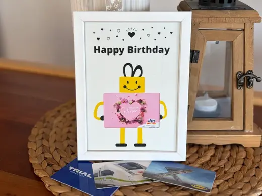 Geschenkgutschein für Geburtstag im Bilderrahmen