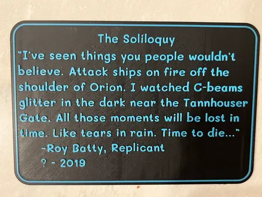 Replicant Soliloquy from Blade Runner (1982)