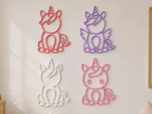 Unicorn Wall Art Collection – 4 Outline Designs