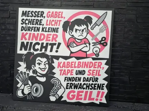 Magnet Schild "Messer, Gabel, Schere, Licht..."