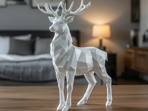 Ultra Low Poly Geometric Deer Sculpture v2