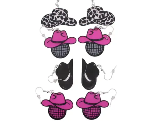 Rodeo Earrings - Cowgirl Hat
