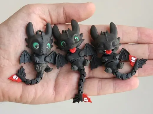 Cute Articulated Night Fury Trio