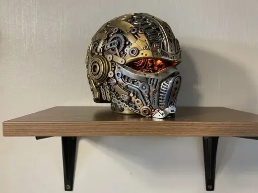 Steampunk reimagining of a high-tech helmet