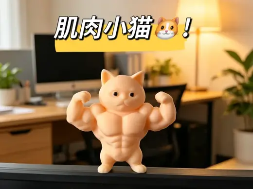可爱肌肉猫小摆件 健身的猫卡通桌面摆件 治愈系摆件