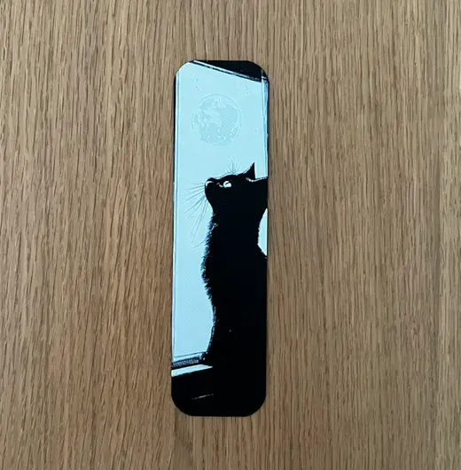 Black & White Cat Bookmark Hueforge Two Colors