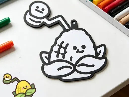 玉米投手涂色画挂件-DIY涂鸦填色手工卡-儿童涂色画画玩具