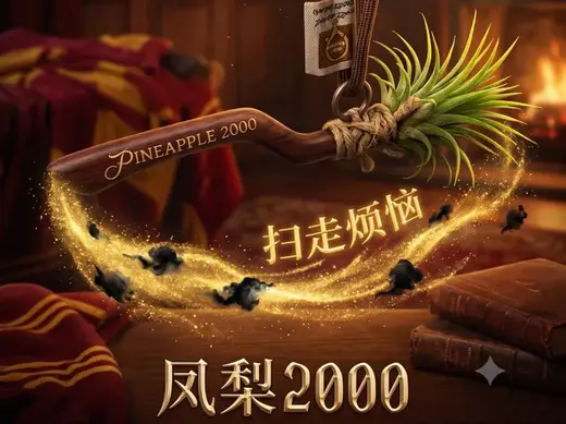 【凤梨2000】:扫走烦恼的魔法扫帚挂件