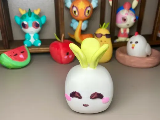 开心的白萝卜 白模 手工丙烯马克笔上色