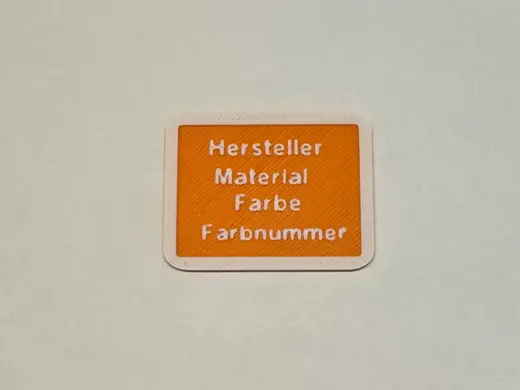 Filamentschild und Farbmuster