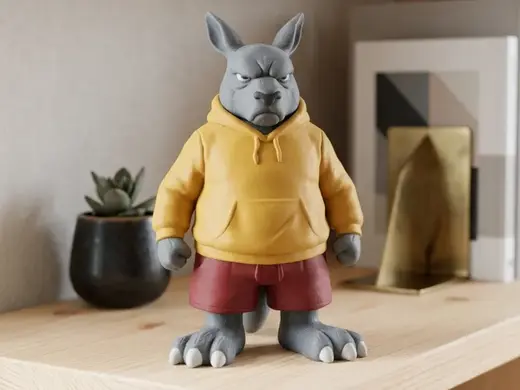 Grumpy Boxing Kangaroo Urban Street Figure