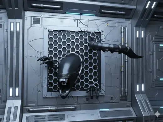 ALIEN XENOMORPH AUS LÜFTUNGSSCHACHT WANDDEKORATION