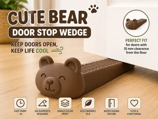 Cute Bear Door Stop Wedge | Fast Functional Print