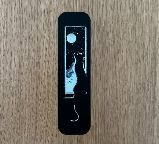 Black & White Cat Bookmark Hueforge Two Colors