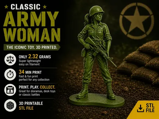 Classic Army Woman – Fast 3D Print Toy