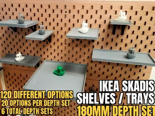 IKEA Skadis Shelves / Trays - 180mm Depth Set