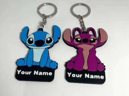 Customizable – Stitch and Angel Friends Keychain
