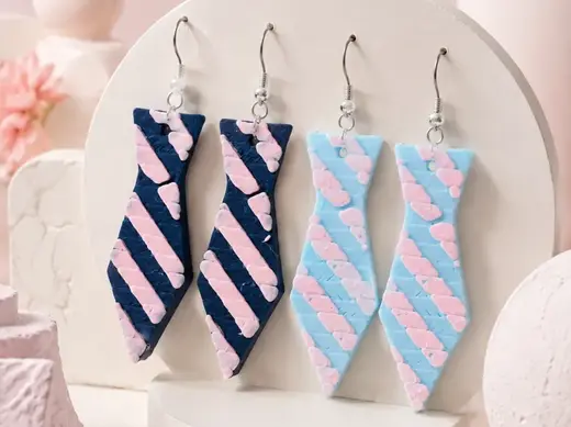 Navy & Ice Blue Tie Earrings